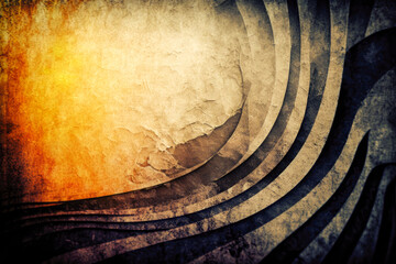 Ancient brown and orange abstract background, with black stripes, AI generated illustration