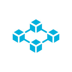 Blockchain icon. Cryptocurrency blocks vector outline sign.