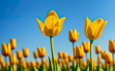 Obraz premium tulips on a background with place fort text created using AI generative tools