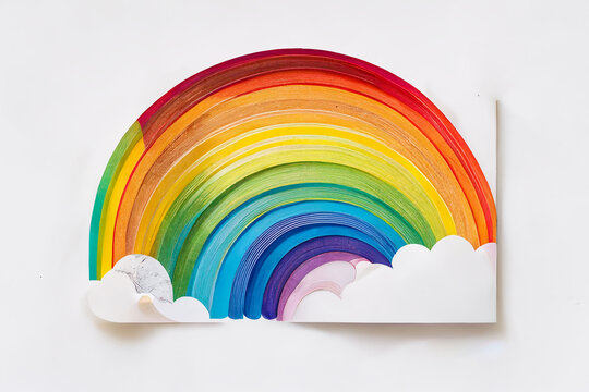 Interesting painted-look rainbow with white background