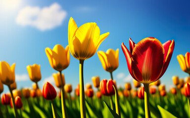 tulips on a background with place fort text created using AI generative tools