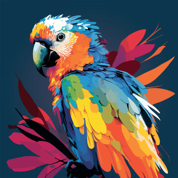Colorful Parrot pop art style vector illustration
