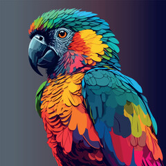 Colorful Parrot pop art style vector illustration