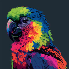 Colorful Parrot pop art style vector illustration