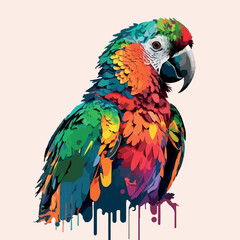 Colorful Parrot pop art style vector illustration