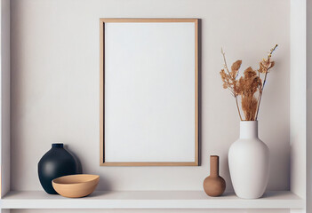 Picture frame mockup with copy space for artwork, photo or print presentation, AI Generated
