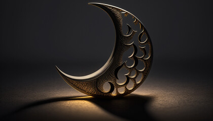 Obraz na płótnie Canvas 3D ramadan kareem greetings background of a crescent moon