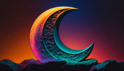 Obraz na płótnie Canvas Crescent moon islamic colorful background for ramadan greetings