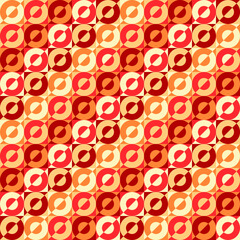 Abstract geometric pattern in retro style. Design for printing, post, social networks, wallpaper, cover, packaging. Vector image of orange, brown, yellow, beige circles. 