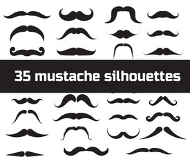 35 mustache vector silhouettes designs