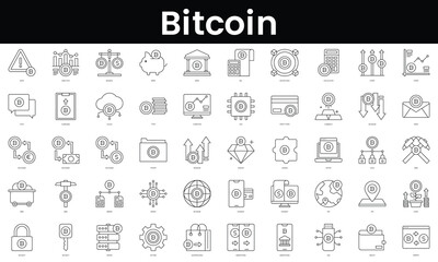 Fototapeta na wymiar Set of outline bitcoin icons. Minimalist thin linear web icon set. vector illustration.