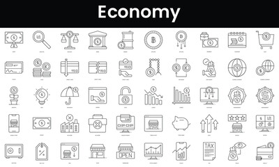 Set of outline economy icons. Minimalist thin linear web icon set. vector illustration.