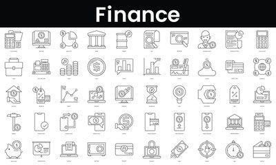 Set of outline finance icons. Minimalist thin linear web icon set. vector illustration.