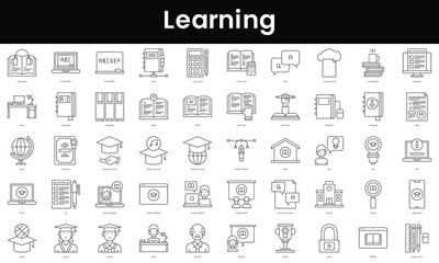 Set of outline learning icons. Minimalist thin linear web icon set. vector illustration.