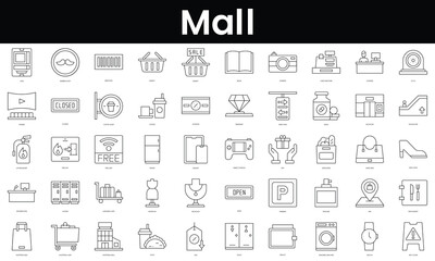 Set of outline mall icons. Minimalist thin linear web icon set. vector illustration.