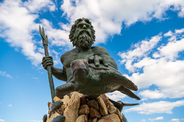 King Neptune is a large bronze statue located in Virginia Beach, Virginia in Neptune Park. © Rose Guinther