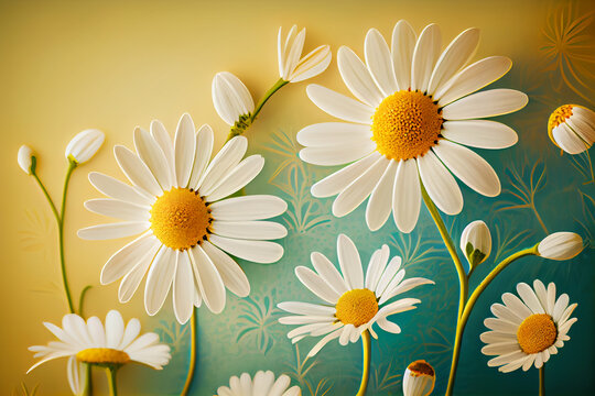 Whimsical image of dainty chamomile flowers