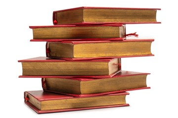 Old books isolated on white background.