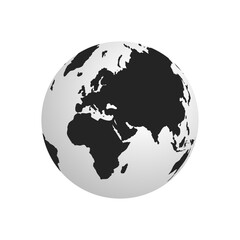 World map. Globes of Earth icon. Vector globe map design isolated on transparent background. Earth hemispheres with continents Asia, africa, america, and Europe. Travel concepts