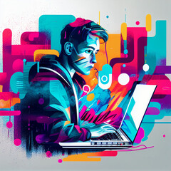 Person on computer 