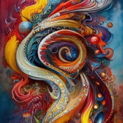 Fototapeta premium abstract colorfull ink painting