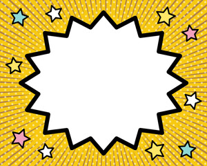 ギザギザのフレームと集中線の背景素材（金色）