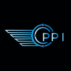 PPI letter logo. PPI blue vector image on black background. PPI technology Monogram logo design and best business icon.
