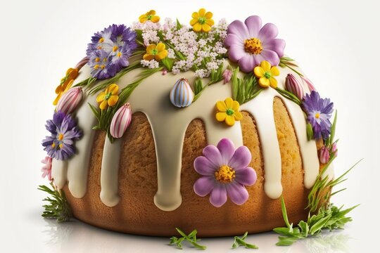 Delicious Easter cake on a white background. easter.spring. generative AI