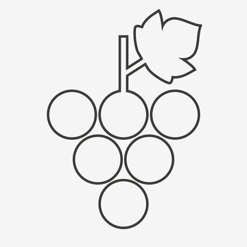 recommend clip art: bunch of grapes with leaf - outline