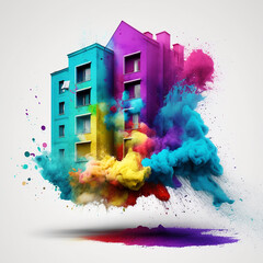 Fototapeta na wymiar abstract watercolor background building illustration