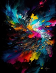 abstract colorfull ink painting