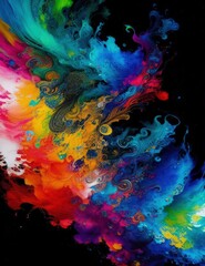 abstract colorfull ink painting