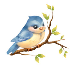 Blue Bird On The Branch Illustration 