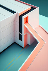 Exploring the Intersection of Minimalist Architecture and Abstract Art Through Pastel Drone Shots and Straight Lines