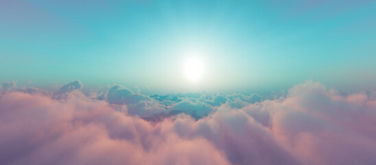 Obraz premium above clouds fly sunset sun ray