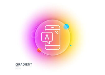 Ab testing line icon. Gradient blur button with glassmorphism. Ui phone test sign. Transparent glass design. Ab testing line icon. Vector