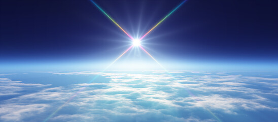 sunrise from space aurora, 3d rendering © aleksandar nakovski