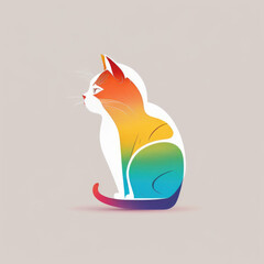 minimalist logo pet cat cartoon colour.