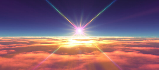 above clouds fly sunset sun ray