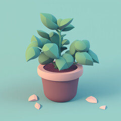 3d plant. Cute cartoon design. Generated AI