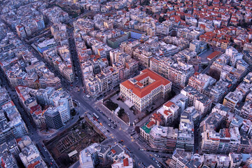 Obraz premium Aerial view of the city of Thessaloniki city, Greece. Ministry of Macedonia and Thrace