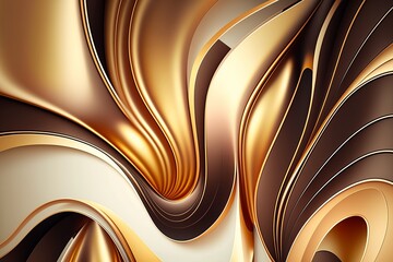 Gold and brown wavy abstract pattern wallpaper.