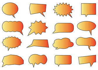 Set of speech bubbles. Chat bubble set in vector. Speech bubbles icons in gradient color.	