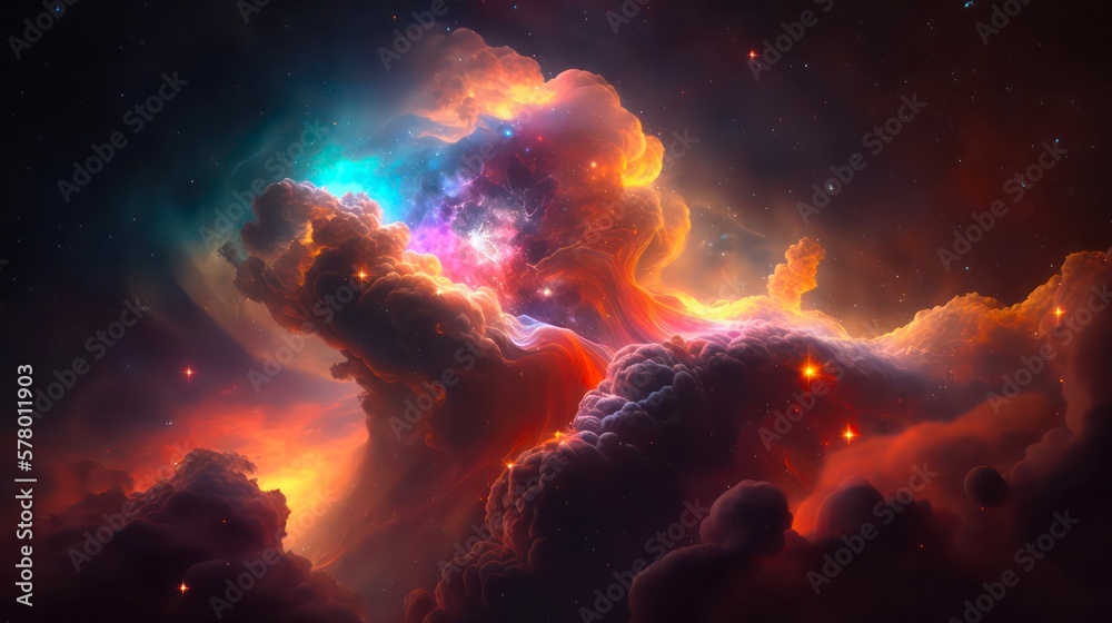 Wall mural abstract space background. galaxies, nebula and stars in space. generative ai art.