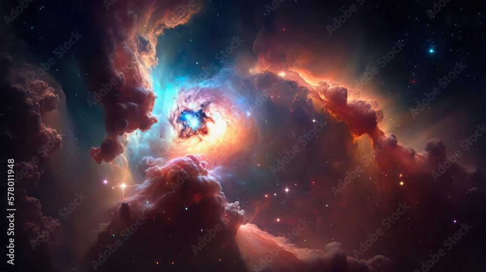 Wall mural abstract space background. galaxies, nebula and stars in space. generative ai art.