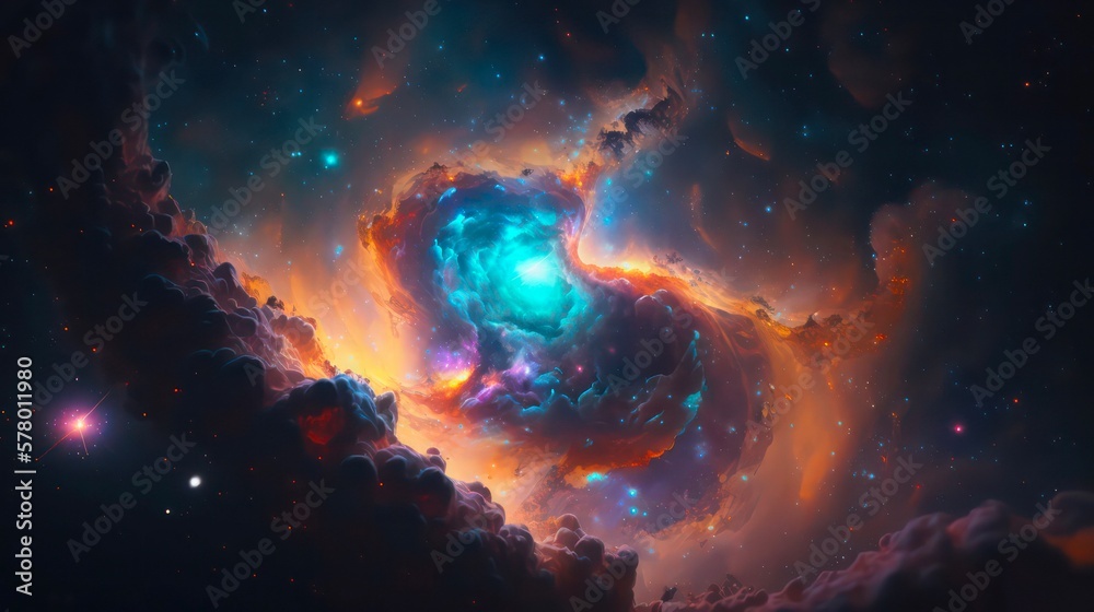 Canvas Prints abstract space background. galaxies, nebula and stars in space. generative ai art.