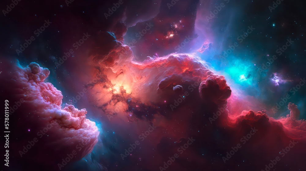 Canvas Prints abstract space background. galaxies, nebula and stars in space. generative ai art.
