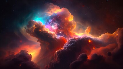Abstract space background. Galaxies, nebula and stars in space. Generative AI art.
