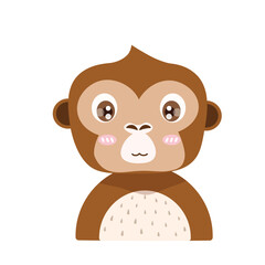 Little cute young monkey. Vector illustration of animal cartoon flat design on white background
