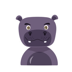 Little cute young hippopotemus. Vector illustration of animal cartoon flat design on white background